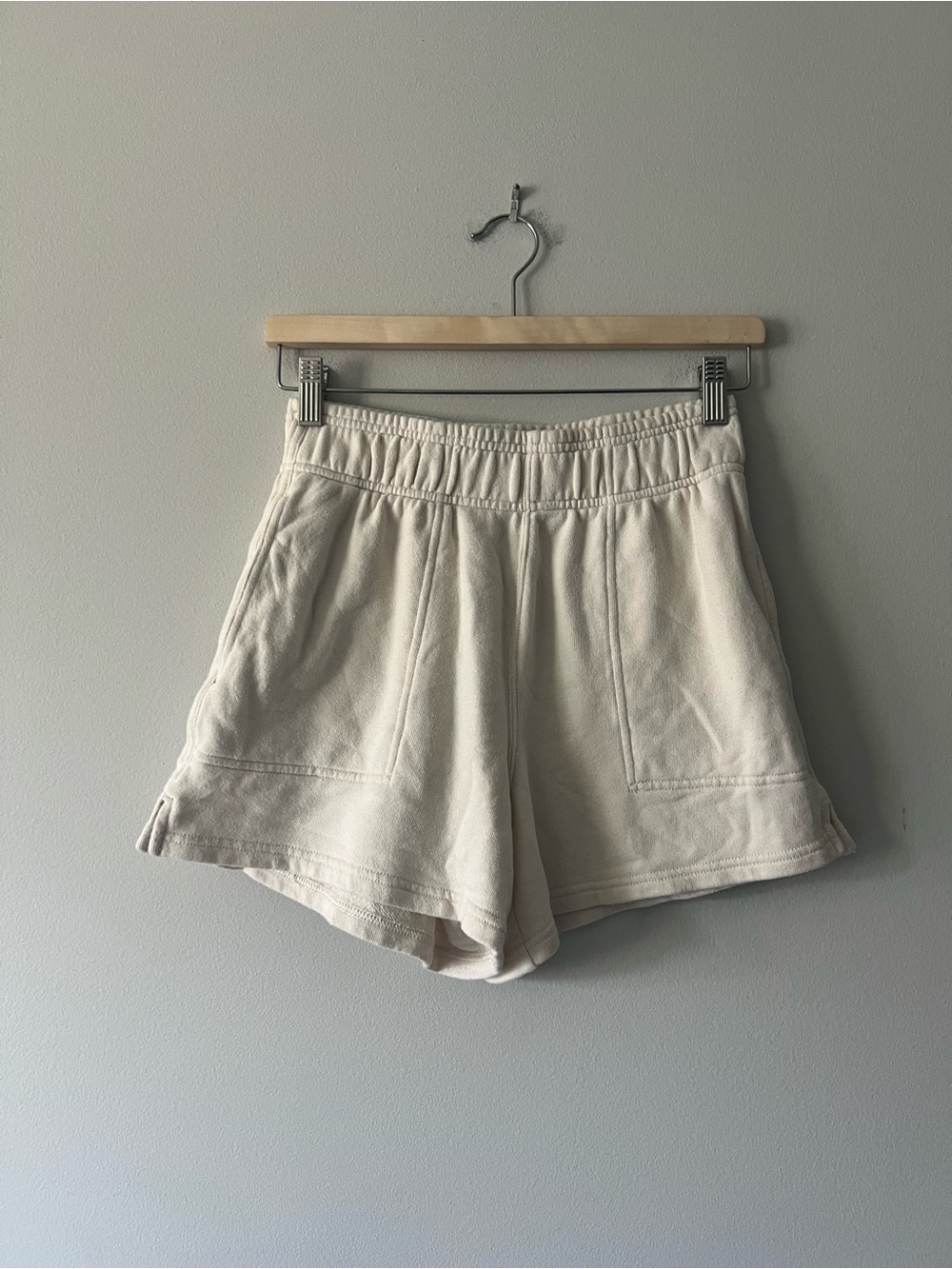 Aerie Cream French Terry High Rise Pull On Lounge Shorts XS